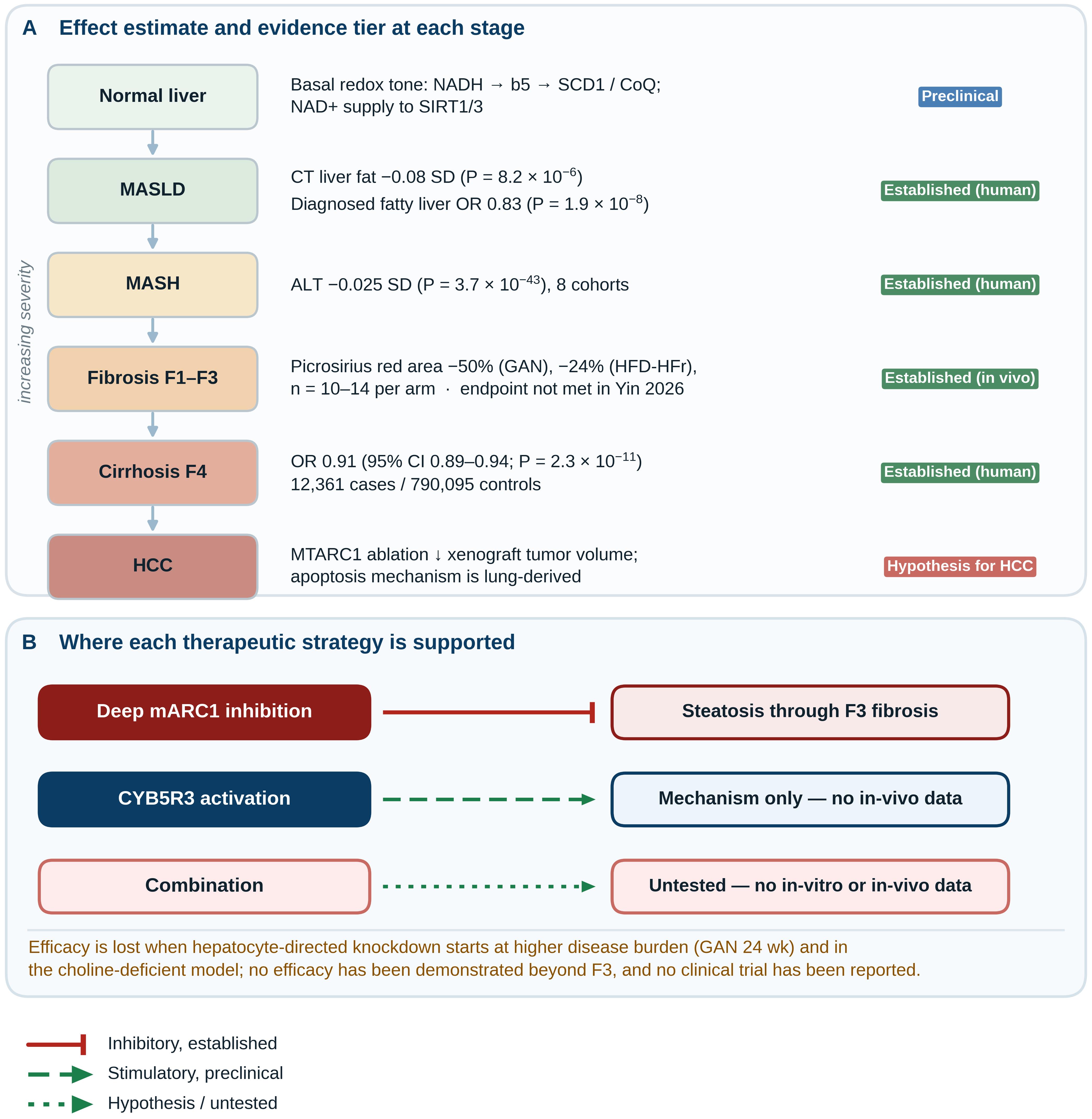 The CYB5R3–mARC1 redox node across the MASLD–cirrhosis–HCC continuum.