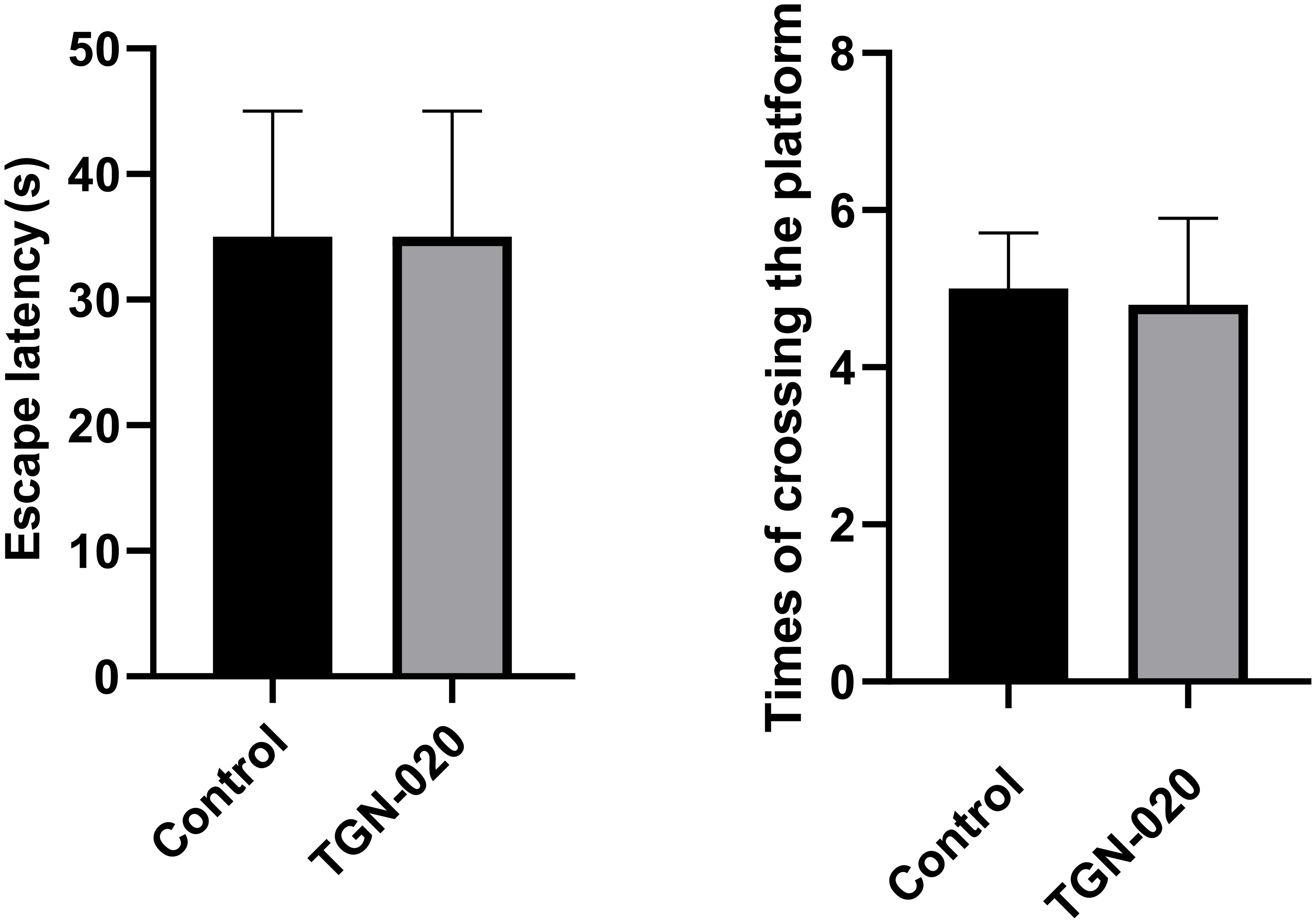 Behavioral effects of TGN-020 on mice: results from water maze experiments.