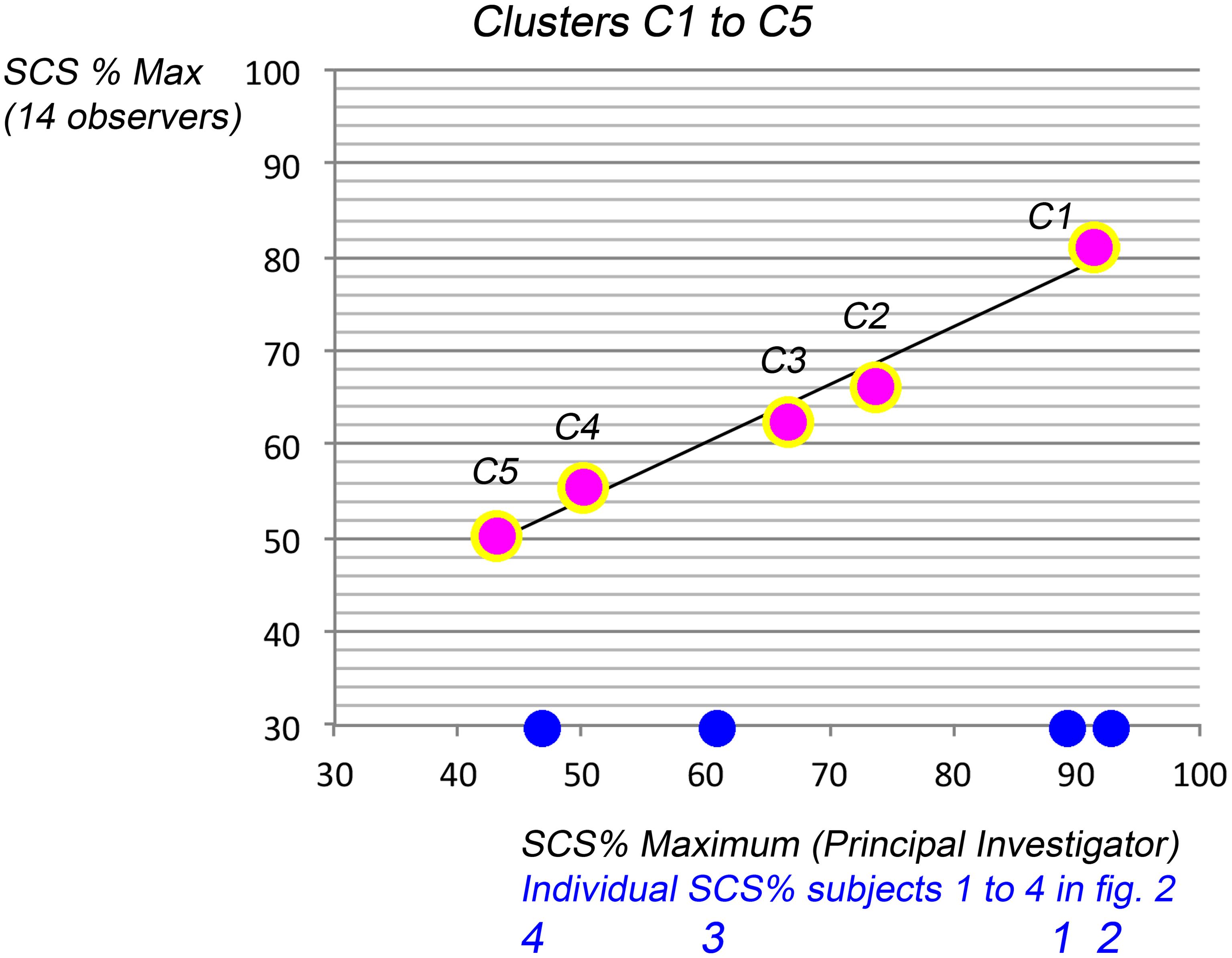 Correlation between scalp coverage scores by different observers.