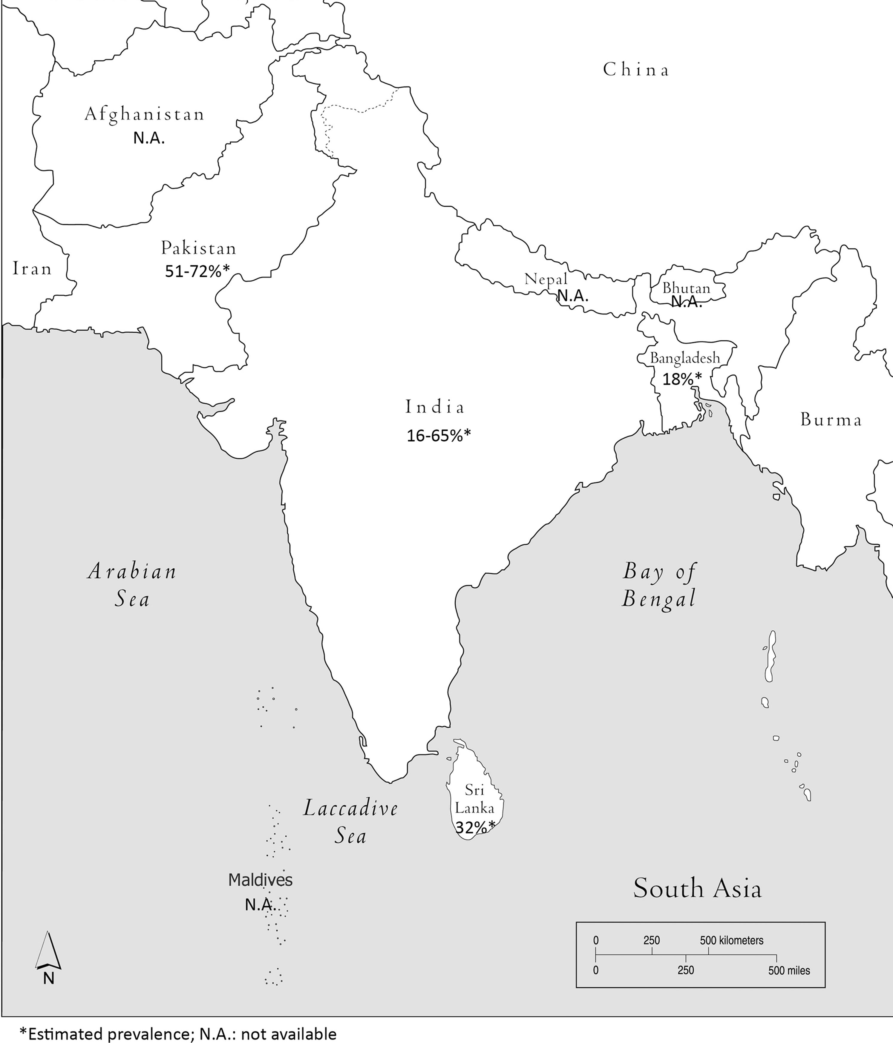 Estimated NAFLD/NASH prevalence in South Asia.