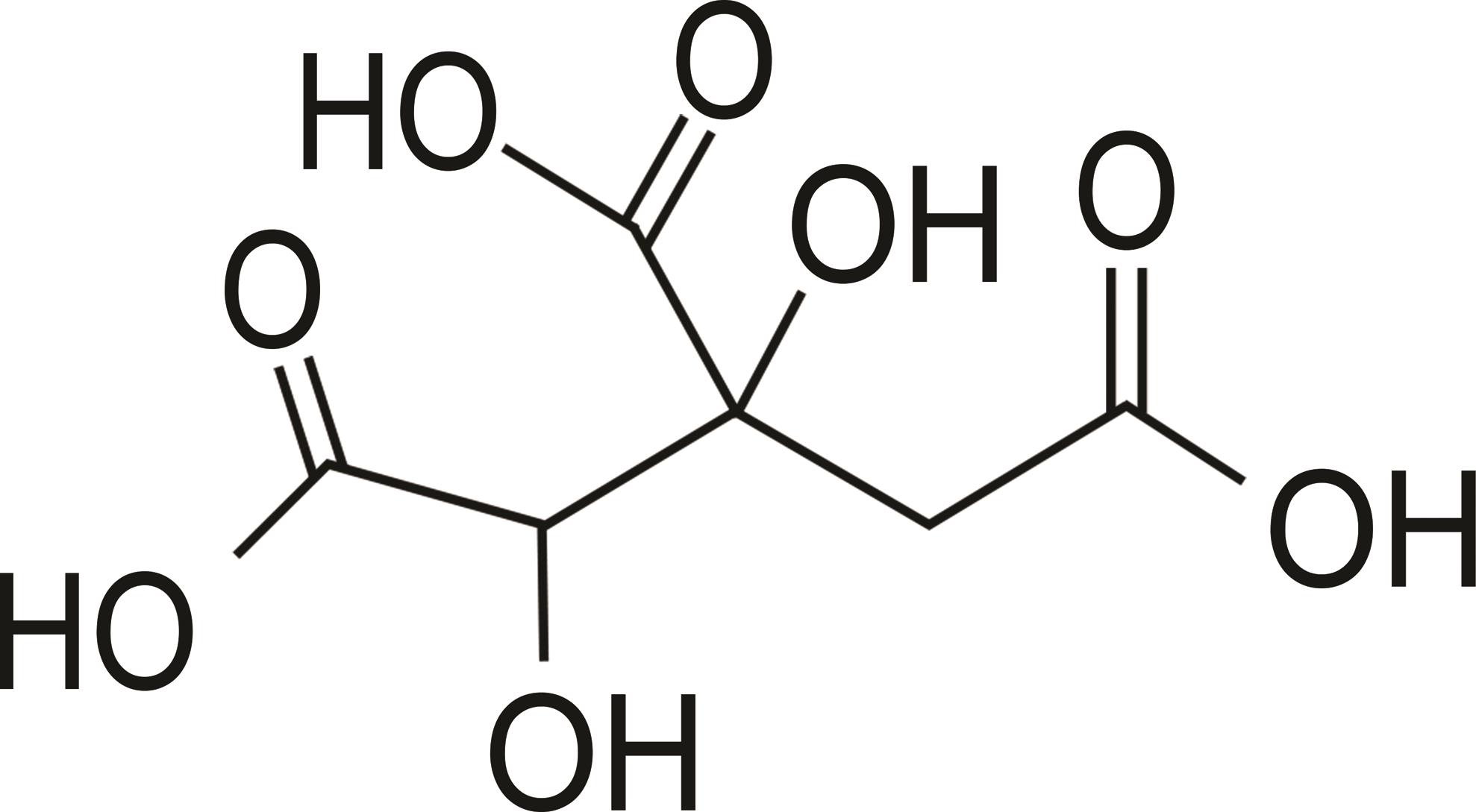 Chemical structure of hydroxycitric acid.