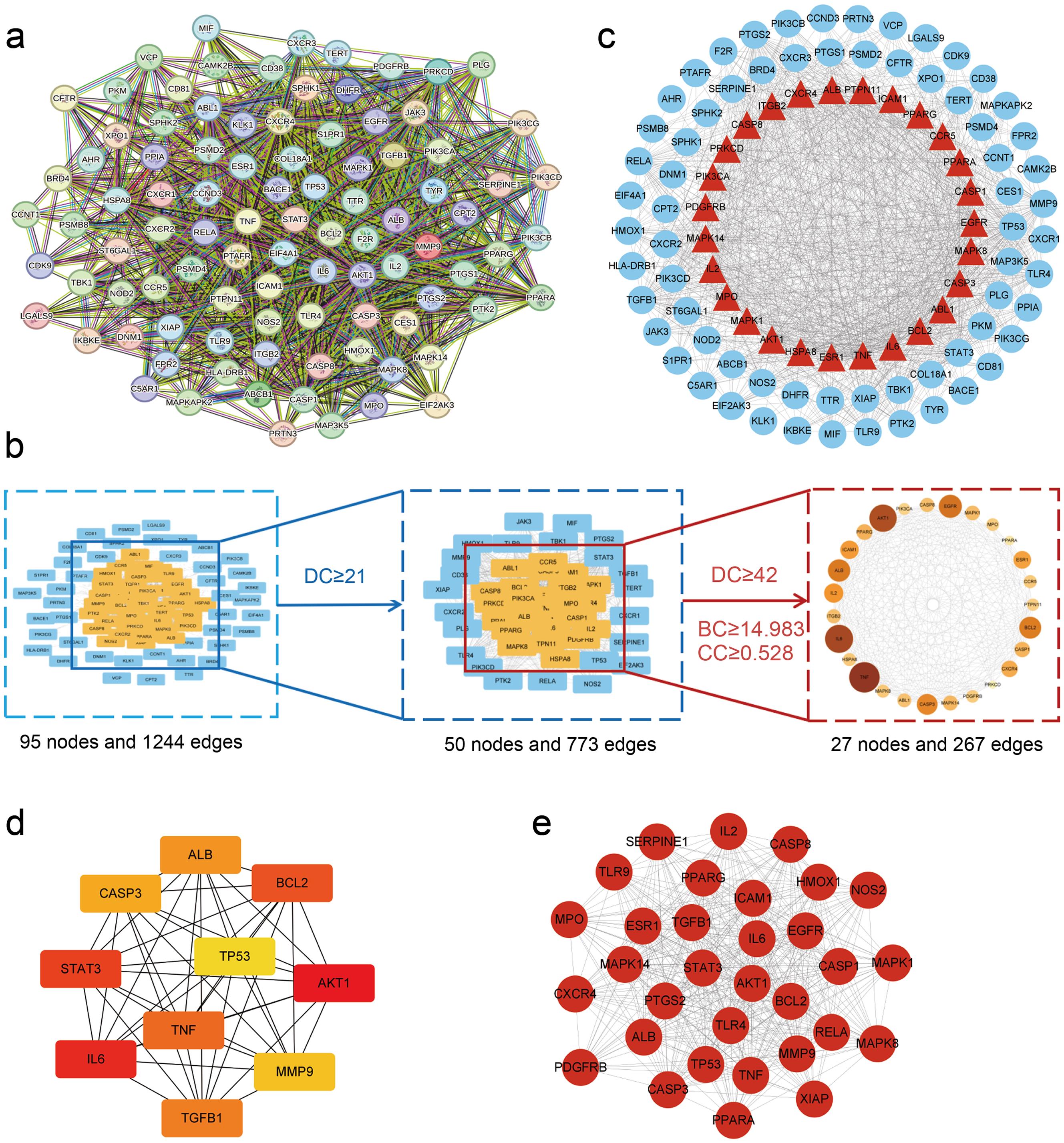 Interaction network of potential therapeutic targets of SFJD in the treatment of influenza.