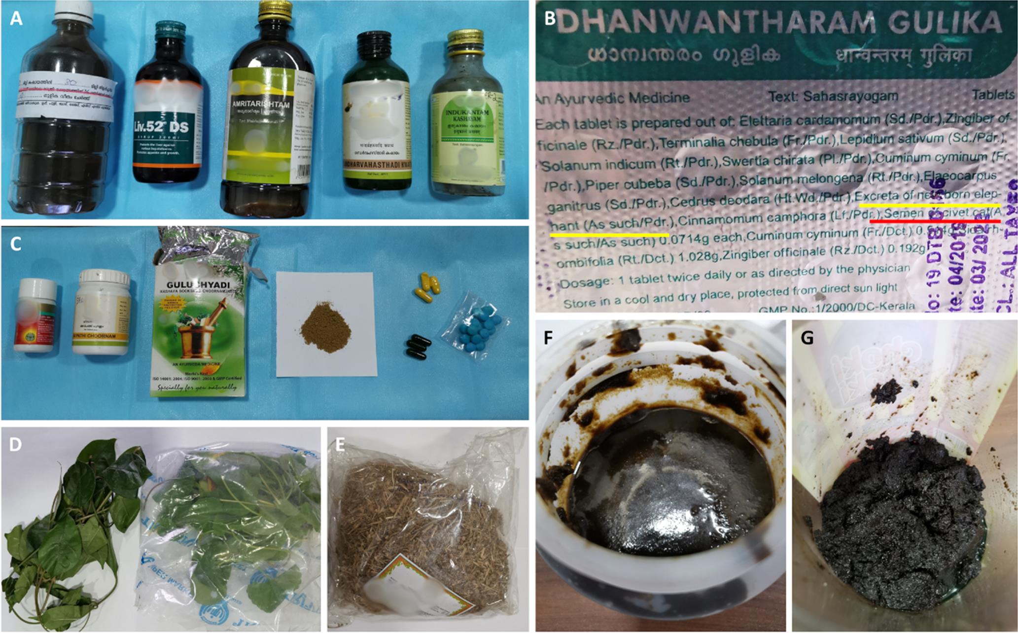 Example of retrieved Ayurvedic and herbal medicines.