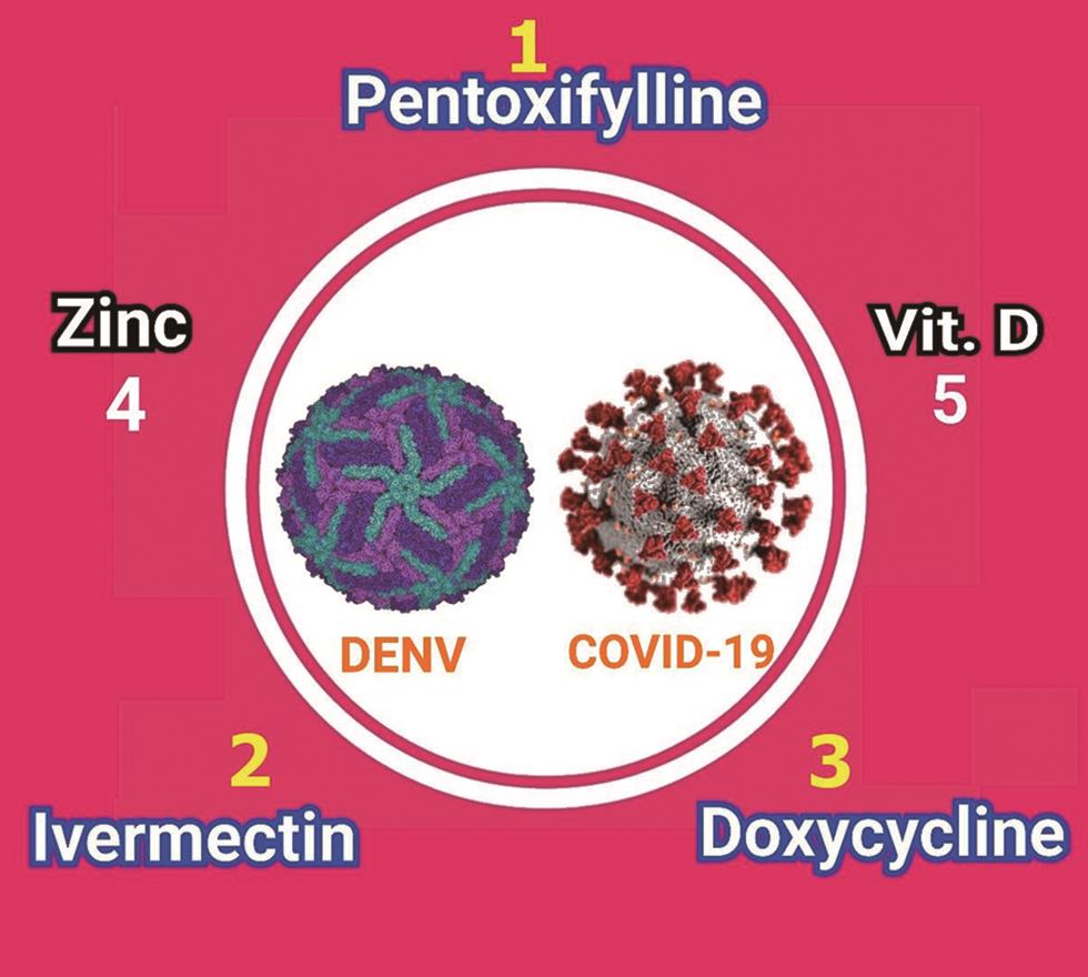 A proposed protocol of five agents for early management in dengue infection and possibly COVID-19.