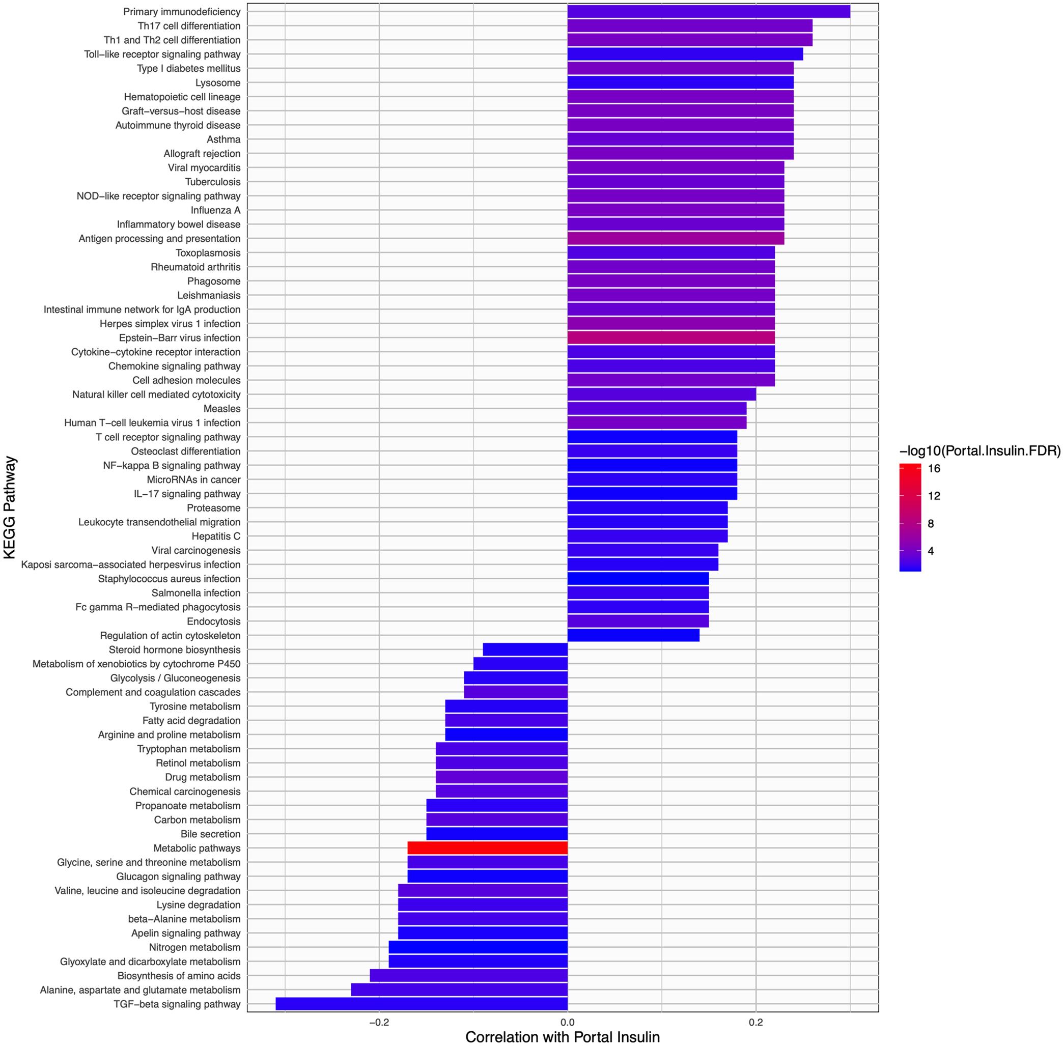 Correlation of portal insulin with hepatic transcriptomics.