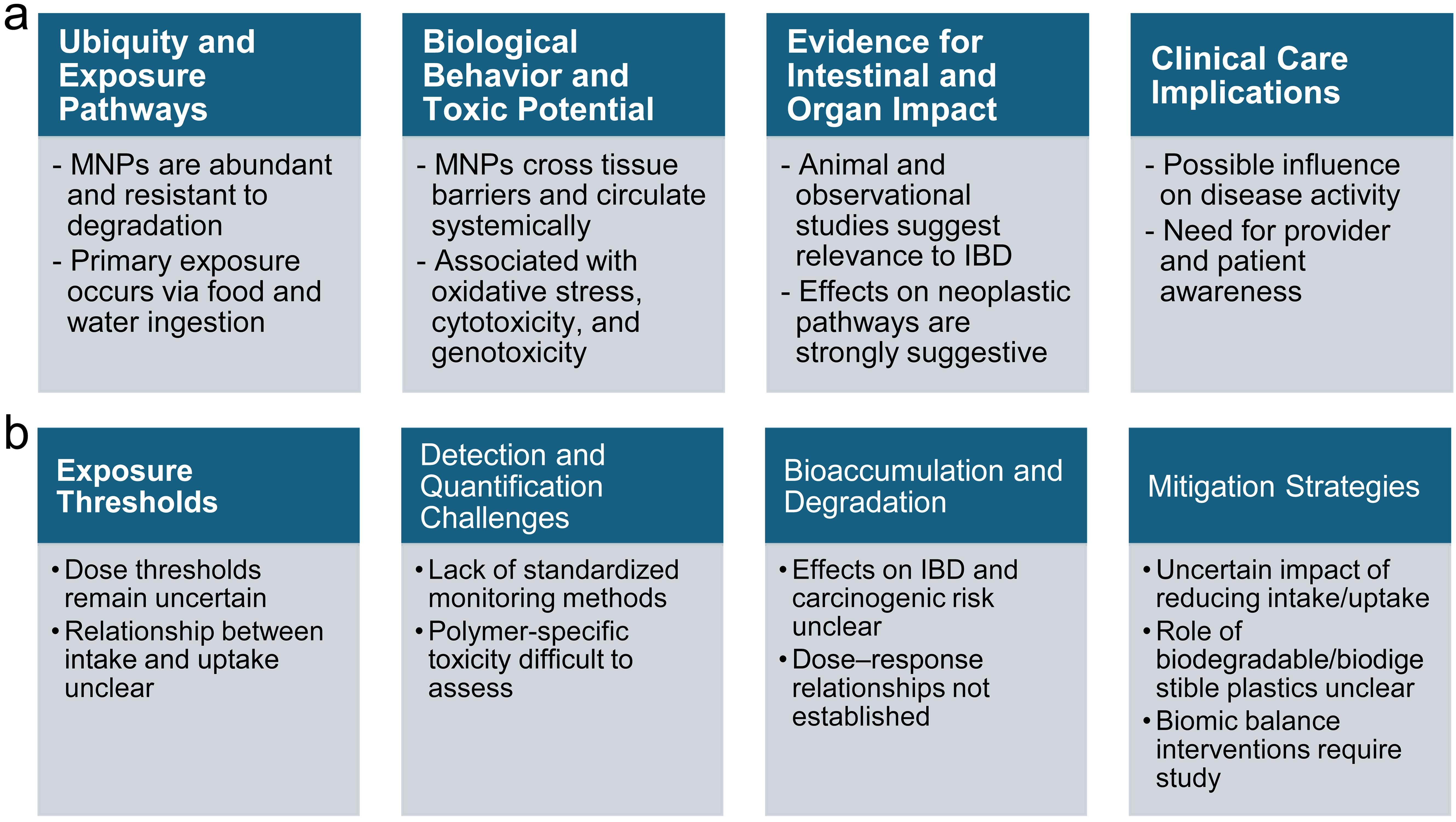 What we know (a) and do not know (b) about MNPs in IBD.