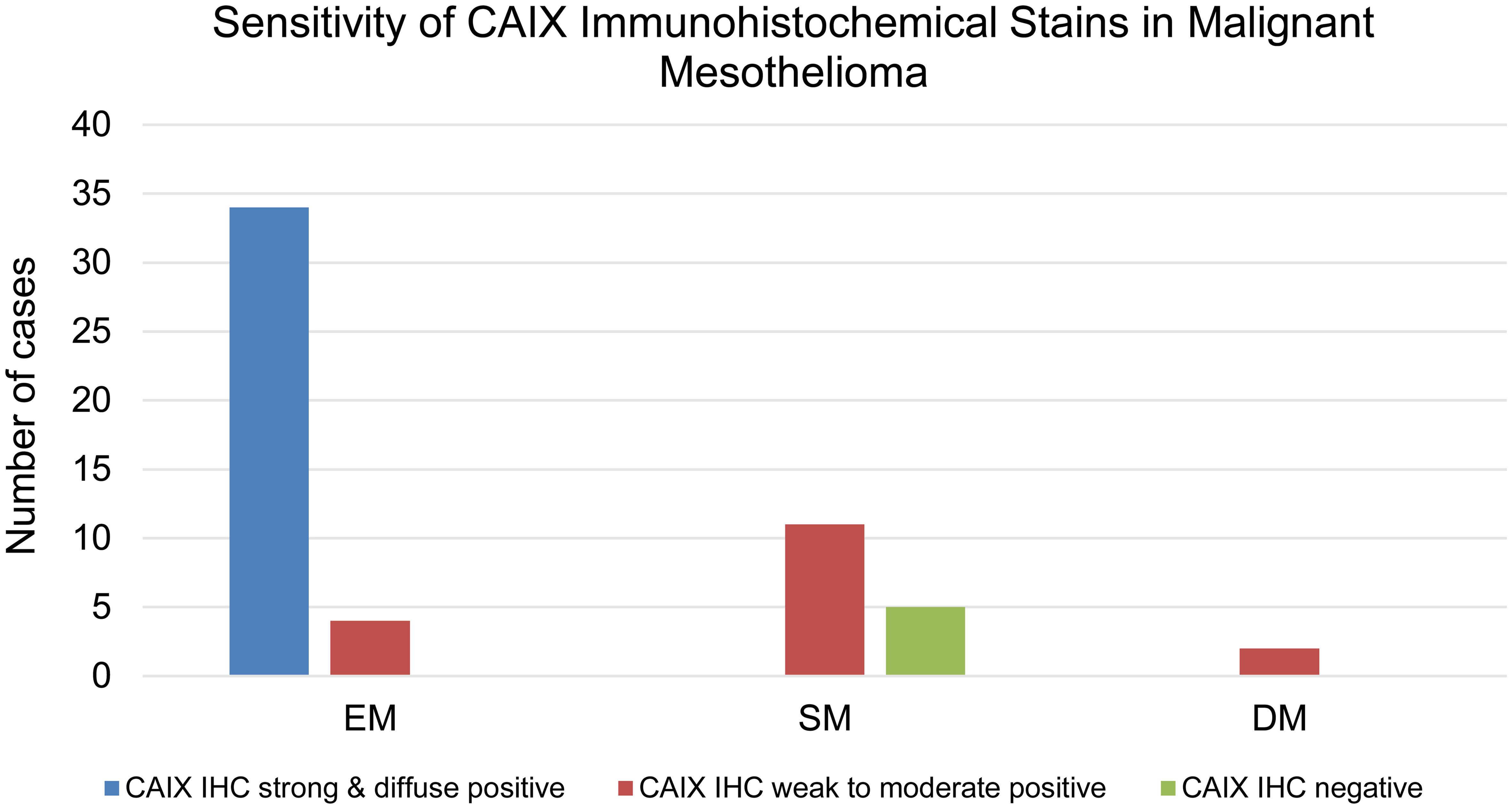 Malignant mesothelioma tissue microarray immunostaining for CAIX.