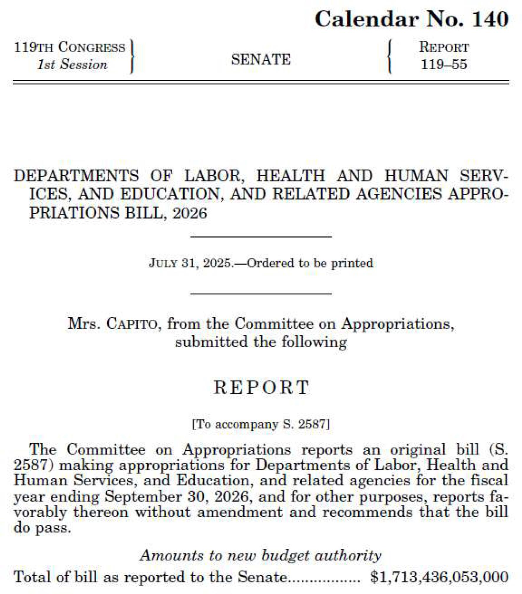 美国参议院拨款委员会完成对下一财年国立卫生研究院（NIH）拨款法案的审查，并发布了一份详尽的、长达451页的报告。（截图来自Hearing | Hearings | United States Senate Committee on Appropriations）。