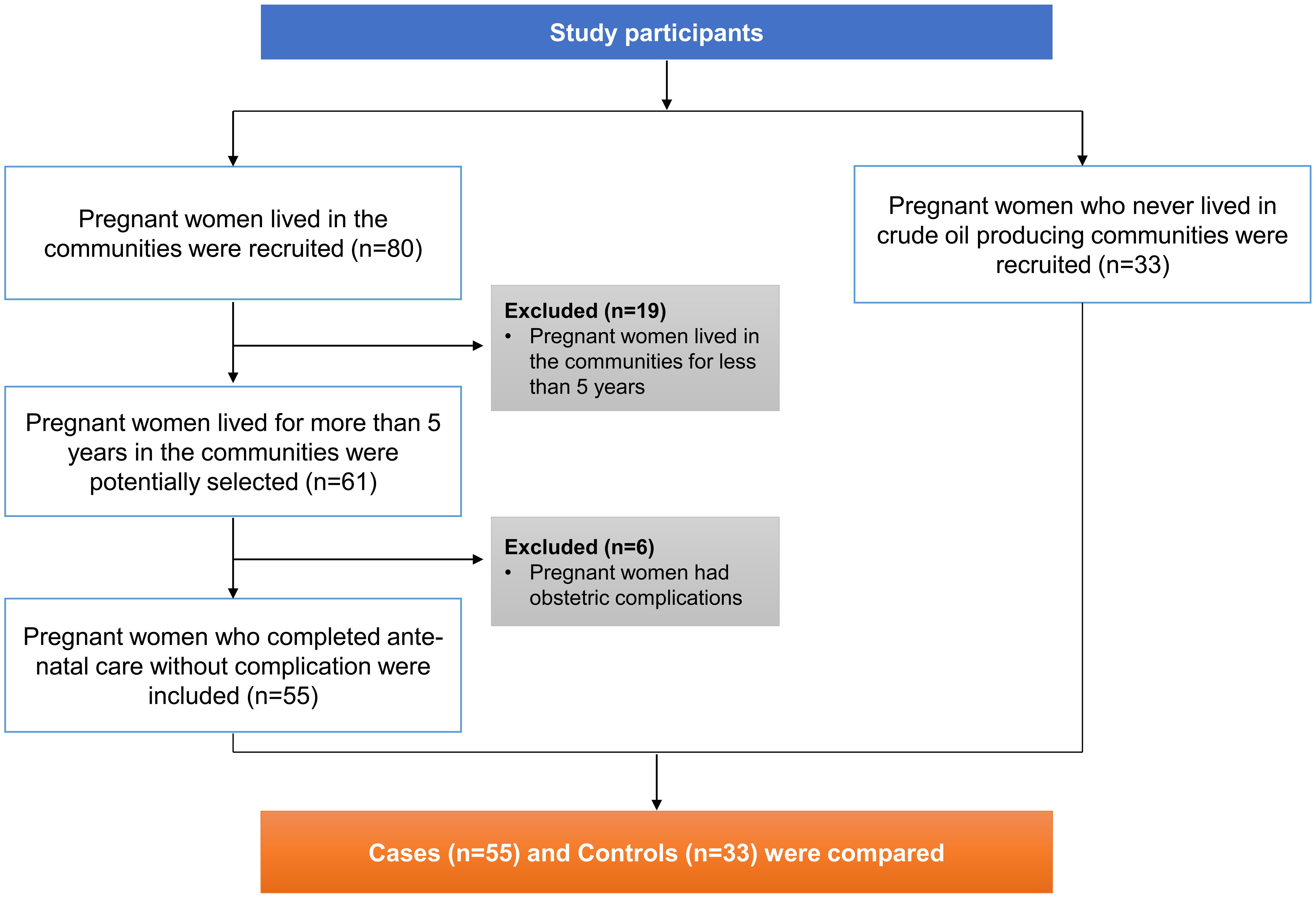 Flow chart of the selection of study participants, inclusion and exclusion criteria.