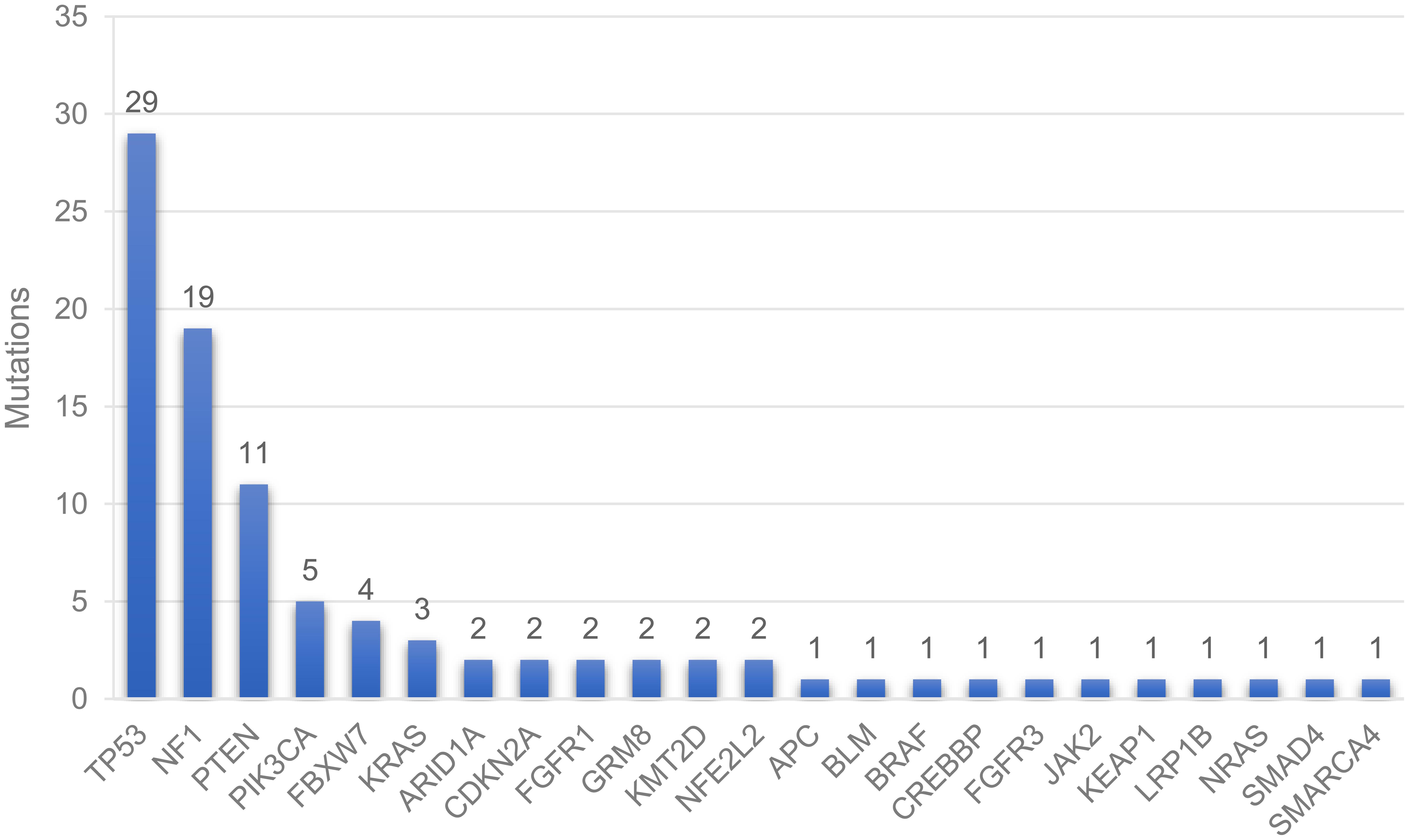 Distribution of all mutations detected.