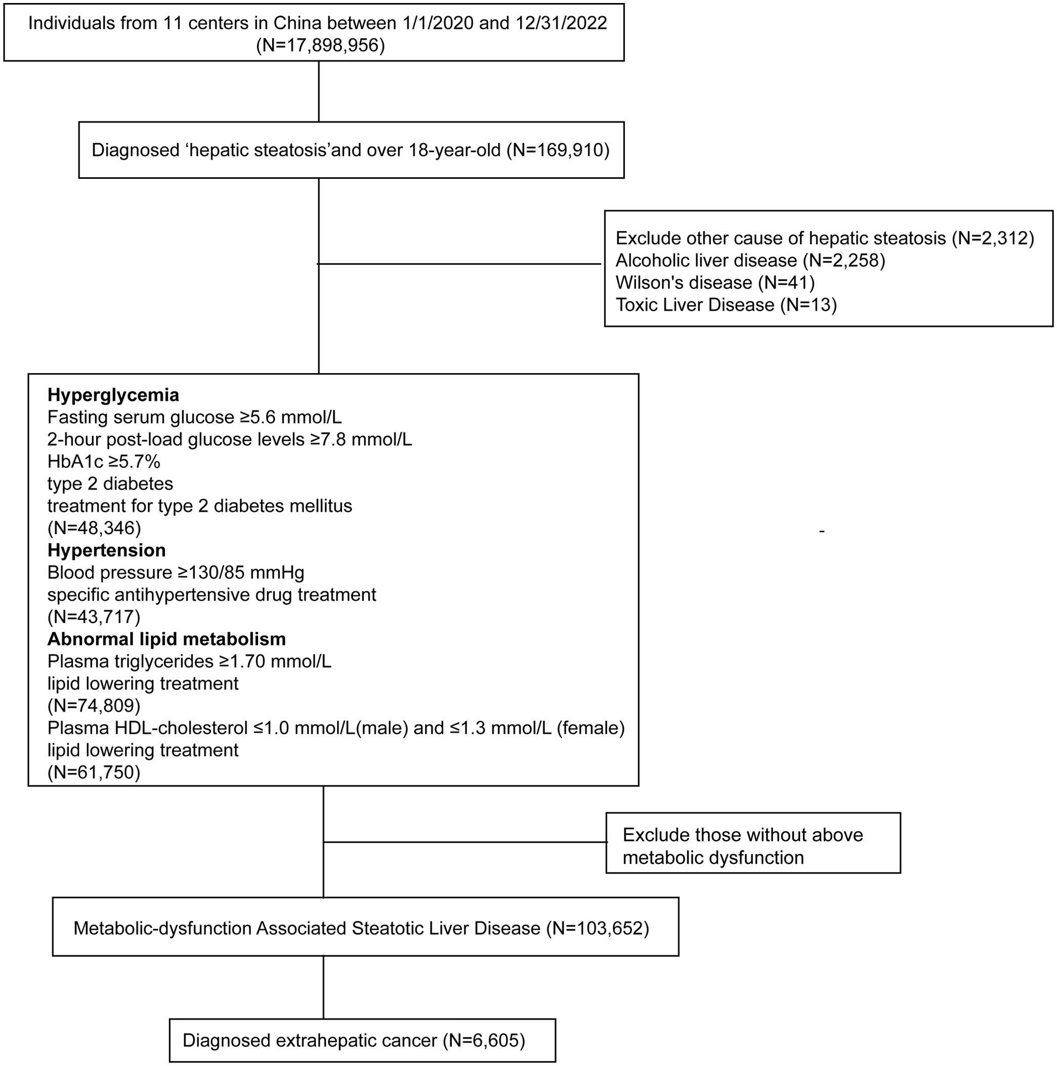 The flow chart of the screening of extrahepatic cancer in the MASLD population.