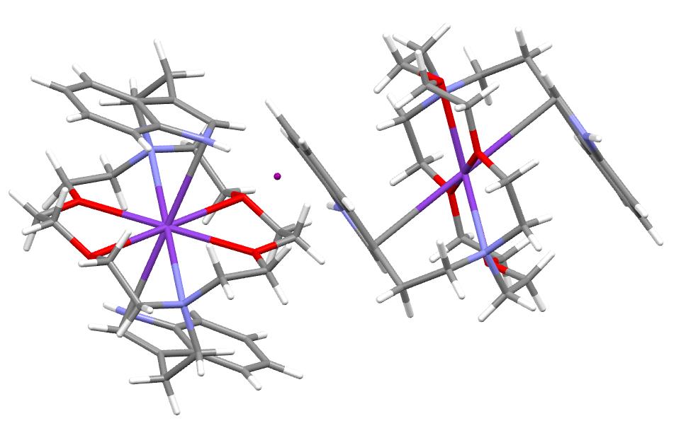 Diindole lariat ether complex of KI showing the alignment of K<sup>+</sup> and the pyrrole ring, rather than the benzene ring, of indole.